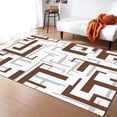 thumbnail image 1 of Mid Century Geometric Pattern Area Rug, Abstract Art Brown Gray White Decorative Rug, Easy Clean Carpet With Anti-Slip Backing For Bedroom Living Room Dining Room Office 3 x 5ft, 1 of 6