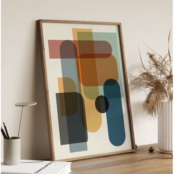 Mid Century Geometric Retro Shapes Geometric Home Wall Decor