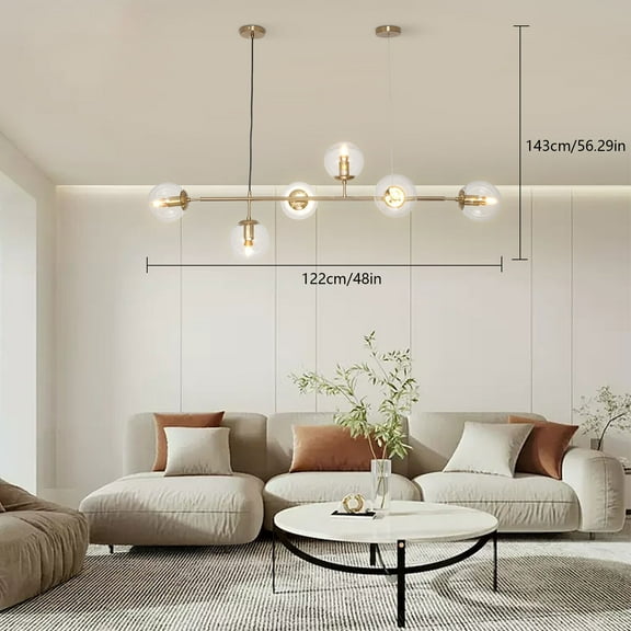 Mid-Century Globe Chandelier Living Room Pendant Ceiling Lamp Lighting Fixture