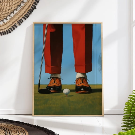 Mid Century Golf Vintage Minimalist Sports Wall Art, Unframed Paper Poster 8x10in