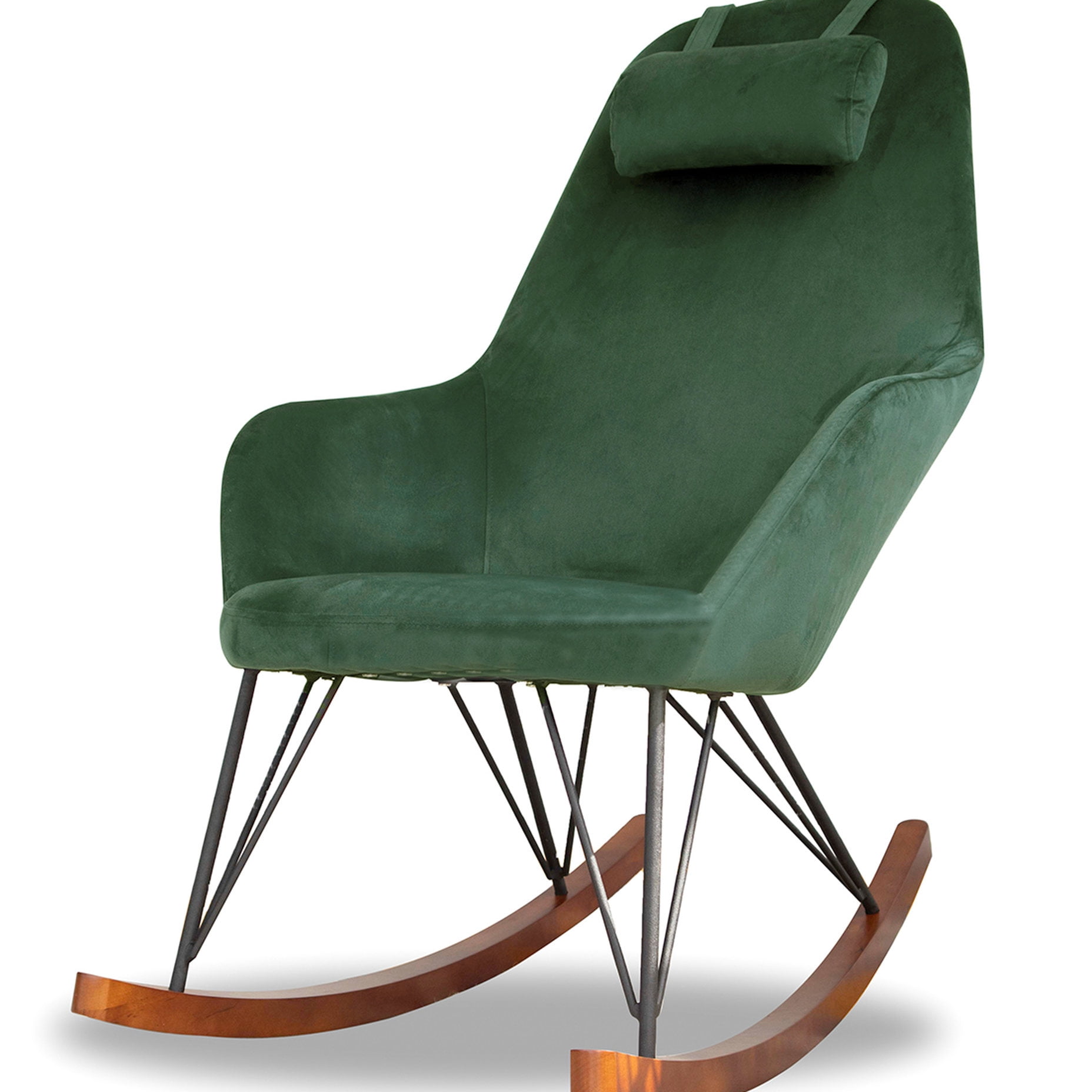 Mid-Century Green Bedroom Rocker, Velvet Upholstery - Walmart.com