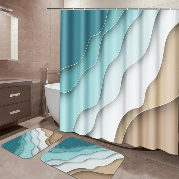 Purple Plant Leaves Bathroom Set with Shower Curtain sets and Bath Rugs and Accessories,Oil Painting Art Non-Slip Shower Curtain Set,Bathroom Decor 3 Pcs