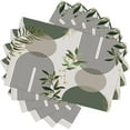 thumbnail image 1 of Mid Century Green Leaf Placemats Set of 4,Spring Summer Geometric Leaves Botanical Table Decorative Placemats 6 PCS, 1 of 5