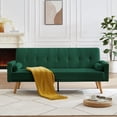thumbnail image 1 of Mid-Century Green Linen Fabric Chester field Sofa Couch, Modern Love Seats Sofa Furniture, Upholstered Button Tufted Couch with 2 Bolster Pillows for Living Room Apartment , 1 of 8