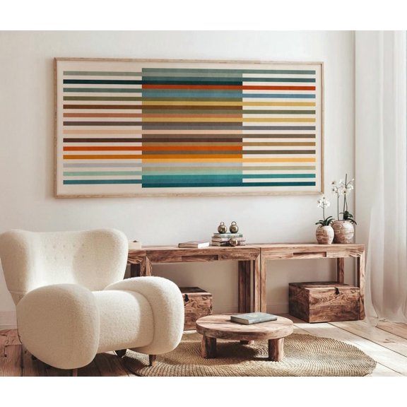 Mid Century Horizontal Stripe Print, Unframed Paper Poster 24x36in