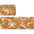 thumbnail image 1 of Mid-Century Kitchen Rug Set of 2 Modern Retro 70s Kitchen Mats for Floor Abstract Orange Modern Art Floor Mats Cushioned Anti-Fatigue Kitchen Mat for Home Kitchen Living Room Bathroom, 1 of 6