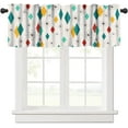thumbnail image 1 of Mid Century Kitchen Valance, 1970s Geometric Modern Atomic Pattern Retro Small Window Treatments for Kitchen Living Room Bathroom Cafe Decor Rod Pocket 54x18 Inch, 1 Panel, 1 of 5