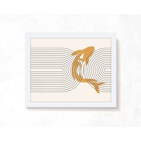Mid Century Koi Fish Wall Art Decor Unframed Paper Print