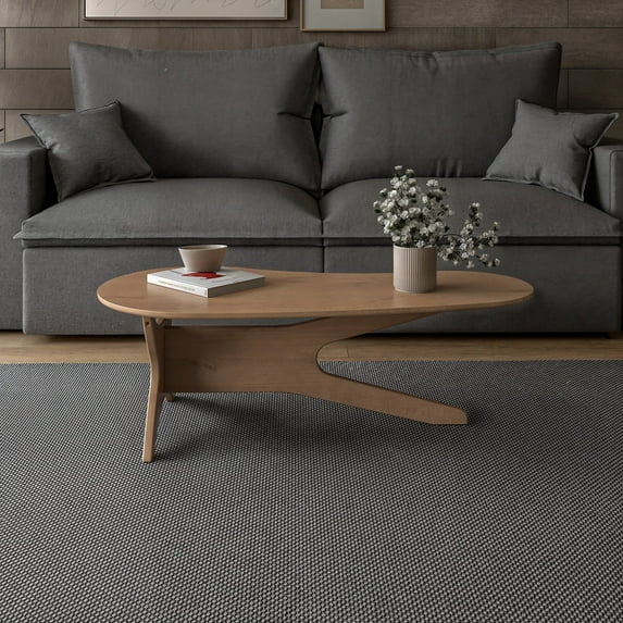 Camaflexi Mid Century Coffee Table, Solid Pine Wood Living Room Coffee Table, Light Oak