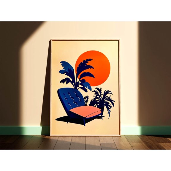 Mid Century Lounge Palm Springs Wall Art Decor Unframed Paper Print