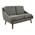 thumbnail image 1 of Mid-Century Loveseat in Charcoal Fabric with Coffee Finish Legs, 1 of 8