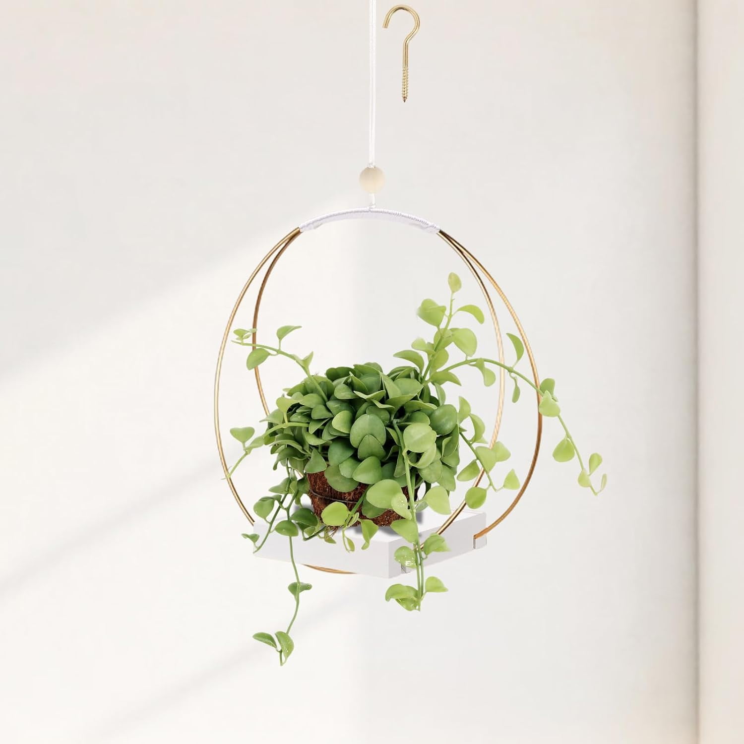 Mid Century  Macrame Metal Planter - Indoor/Outdoor Hanger, Conner Ceiling, Gift for Mom or Plant Lovers, Housewarming