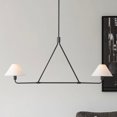thumbnail image 1 of Mid-Century Matte Black Linen Chandelier, Natural 2-Light Pendant Light with Linen Shade, Organic Ceiling Lamp, Conical Ceiling Light Over Kitchen Island, for Dining Room, Living room, 1 of 8