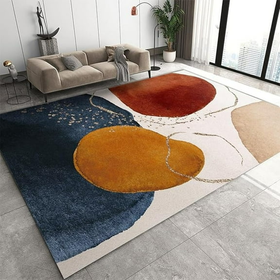 Mid Century Minimalist Abstract Art Area Rugs, Abstract Texture Art Soft Washable Carpet, Upholstery Rug With Non-Slip Backing For Bedroom Living Room Dining Room Study 1x2ft