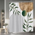 thumbnail image 1 of Mid Century Minimalist Shower Curtain Green Abstract Moon Contemporary Sun Semicircle Shower Curtain for Bathroom Geometric Aesthetic Bathtub Bathroom Decorations with Hooks 72x84 Inches, 1 of 6
