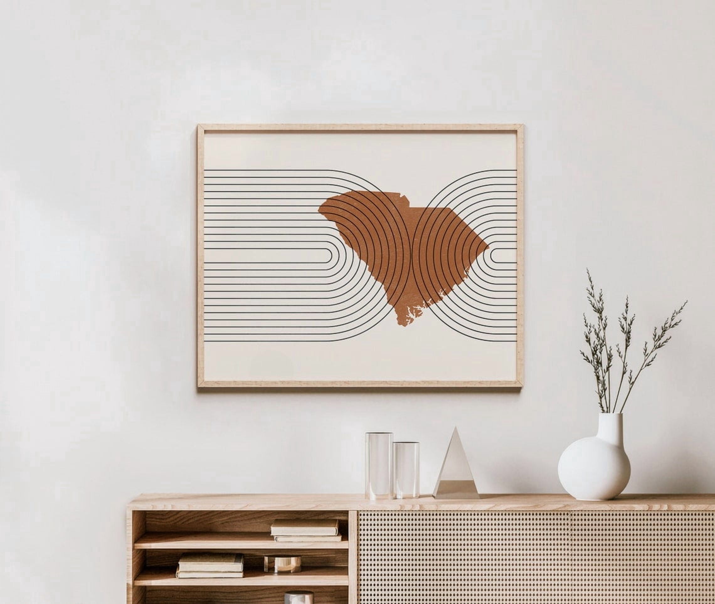 Mid Century Minimalist South Carolina And Abstract Modern State Map ...