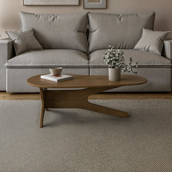 Camaflexi Mid Century Coffee Table, Solid Pine Wood Living Room Coffee Table, Mocha