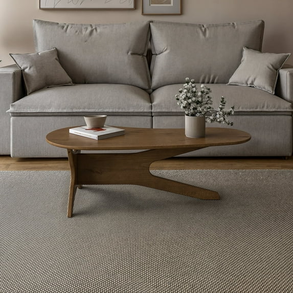 Camaflexi Mid Century Coffee Table, Solid Pine Wood Living Room Coffee Table, Mocha