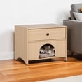 thumbnail image 1 of Mid-Century Modern 1pc Side Table One Drawer Pet Friendly Natural Finish, 1 of 7