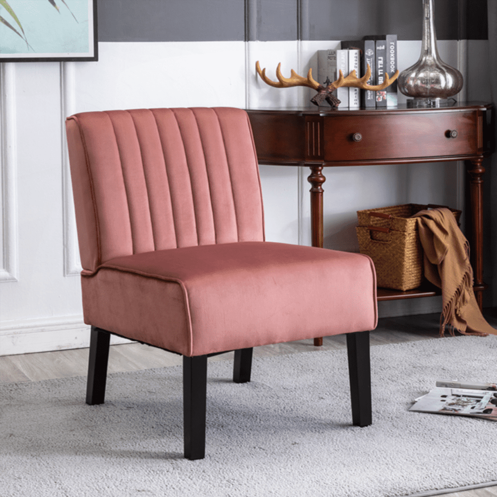 Mid Century Modern 2-Piece Accent Chairs with Elegant Velvet & Solid Wood Legs