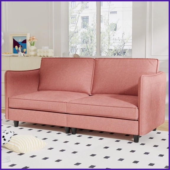 Mid Century Modern 2-Seater Loveseat Sofa 74.27'' Breathable Fabric with Solid Wood Frame, Ideal for Small Spaces, Apartments & Bedrooms