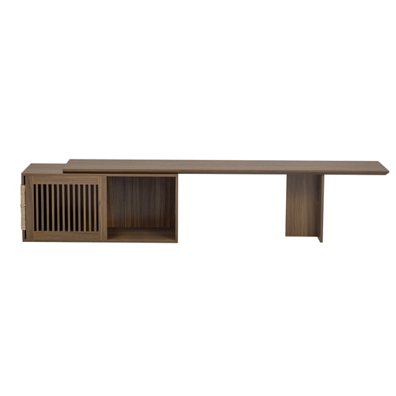 Mid-Century Modern 2 in 1 Cat Furniture 78" Extendable Walnut TV Stand (up to 100"), Entertainment Center Litter Box Enclosure with Cat Scratcher