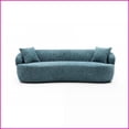 thumbnail image 1 of Mid Century Modern 3-Seat Curved Boucle Sofa - Cloud-Like Comfort for Living Room, Bedroom, Office | Blue | Boucle | Wood, 1 of 11