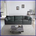 thumbnail image 1 of Mid-Century Modern 3-Seater Gray Chenille Sofa with 5 Pillows - Sturdy Solid Wood Frame for Living Room, 1 of 10