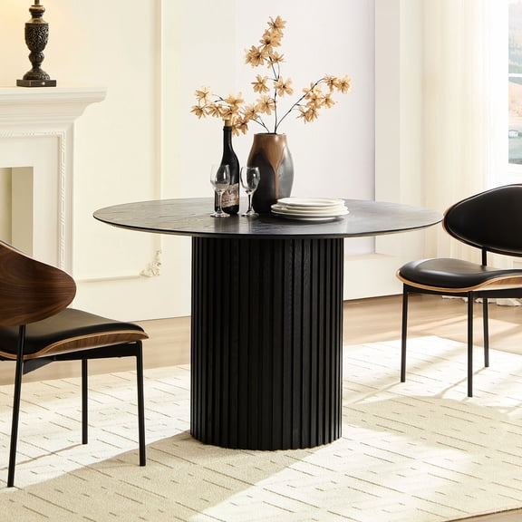 Mid-Century Modern 46.45-inch MDF Dining Table | Can Be Used as Side or Presentation Table | Faux Solid Wood MDF Top | Solves Long-term Use Concerns