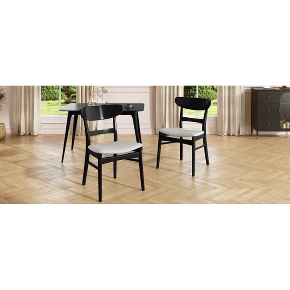 Mid Century Modern 5 Piece Dining Set With Rubberwood Legs And Upholstered Chairs For Comfortable Seating In Small Spaces