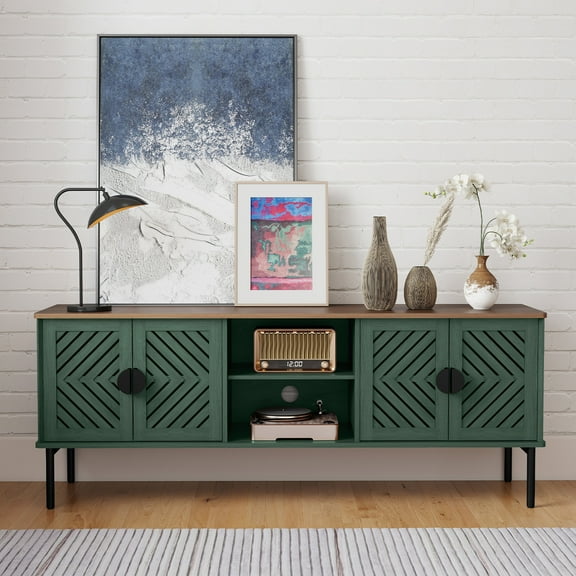 HLR Mid Century Modern 63" TV Stand for 75 inch TV with Storage, Entertainment Center for Living Room, Green