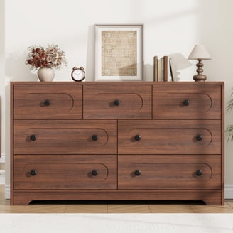 brown dresser with white knobs WAMPAT Modern Wood 12 Drawers and Metal Base, Chest of Drawers & Closet Storage Organizer for Bedroom and Living Room, Beige Size:17 US Mac Duggal Boucle Embellished raglan sleeves adding a classic touch