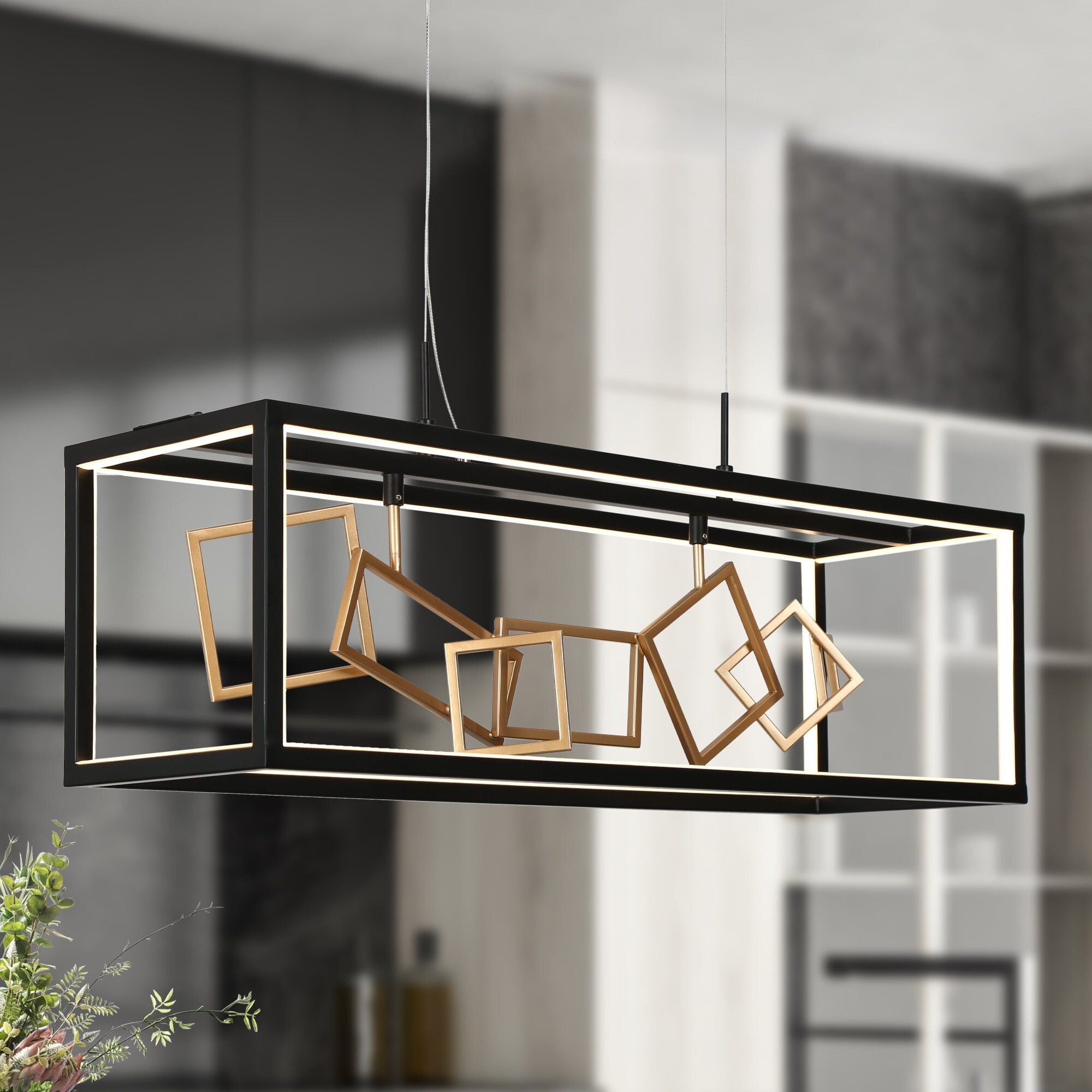 LNC Gold Mid-Century Modern 8-Light LED Dining Room Chandelier