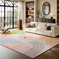 thumbnail image 1 of Mid-Century Modern Abstract Area Rug, Colorful Washable Low-Pile Decorative Carpet for Entryway Home Office,5'x8',Pink, 1 of 7