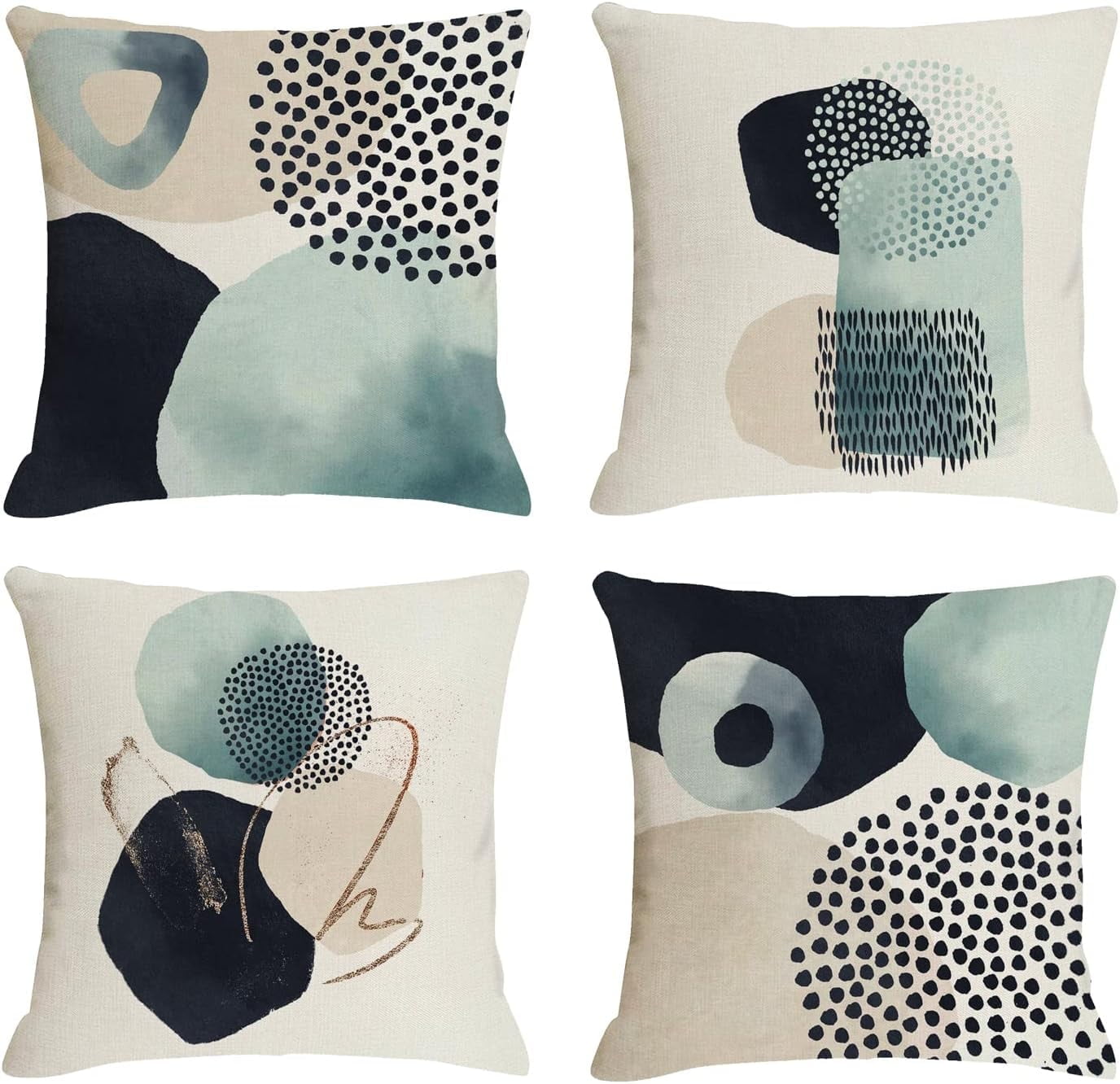 Mid Century Modern Abstract Art Throw Pillow Covers Geometric Color Block Pillows Covers Aesthetic Minimalist for Couch Home Decor Set of 4