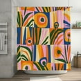 thumbnail image 1 of Mid Century Modern Abstract Boho Shower Curtains for Bathroom, Cute Retro Floral Bathroom Shower Curtain, Vintage Checkered Flower Bath Curtain, Waterproof Fabric Shower Curtain Decoration, 1 of 6