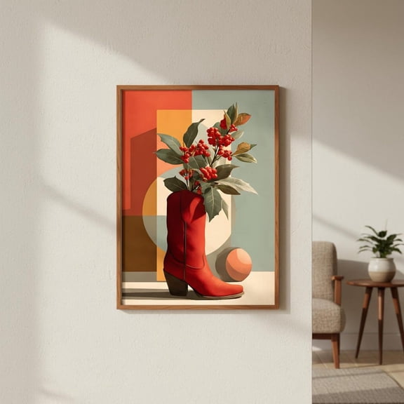 Mid-Century Modern Abstract Geometric Poster – Poster Wall Art,, Unframed Poster Size 16x24