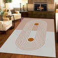 thumbnail image 1 of Mid Century Modern Abstract Line Area Rug, Minimalist Brown White Non Slip Throw Accent Rug, Machine Washable Carpet For Indoor Living Room Bedroom Office Decor Mat 2x3ft, 1 of 6