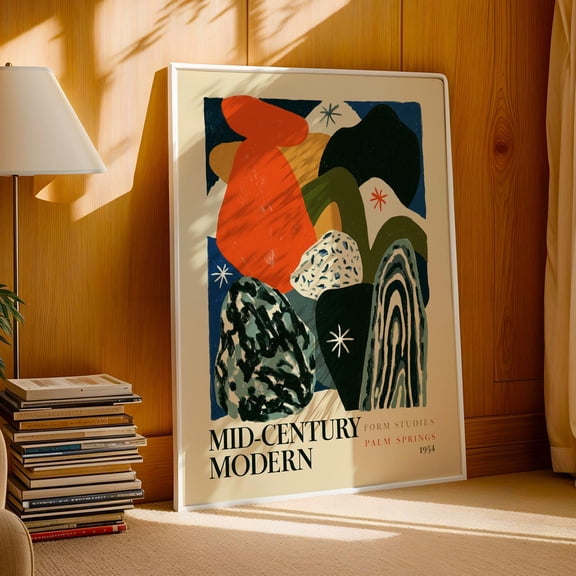 Mid Century Modern Abstract Print Palm Springs Form Studies Poster, Bold MCM Wall Art, Organic Shapes, Colorful Abstract Decor, Poster Only