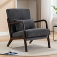 thumbnail image 1 of Mid Century Modern Accent Chair, Arm Chair Living Room Chairs with Lumbar Pillow Upholstered Lounge Reading Chair with Solid Wood Frame & Corduroy Fabrics for Living Room Bedroom (Dark Gray), 1 of 7