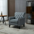 thumbnail image 1 of Mid-Century Modern Accent Chair, Linen Fabric Armchair with Upholstered Button Tufted Back and Wood Legs, Upholstered Lounge Arm Chair Single Sofa Reading Chair for Living Room Bedroom, Dark Gray, 1 of 9