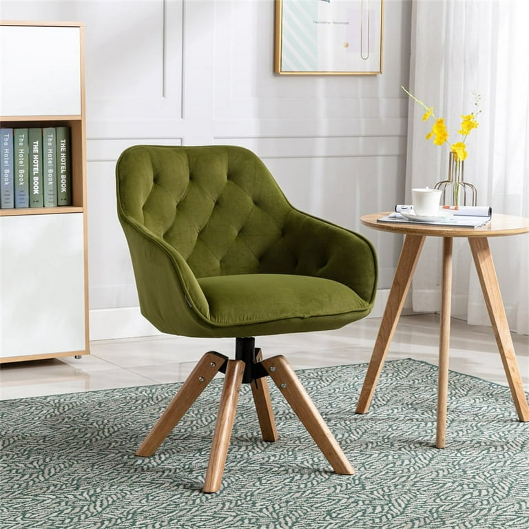Mid Century Modern Accent Chair with Solid Rubber Wood Legs
