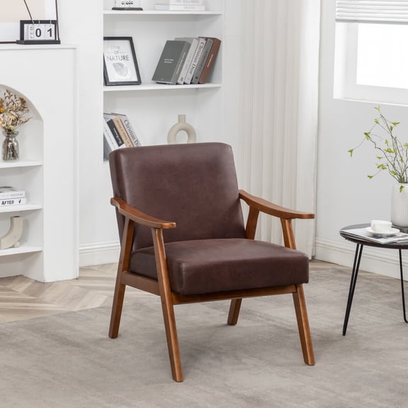 Mid-Century Modern Accent Chair With Microfiber Upholstery - Dark Brown
