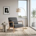thumbnail image 1 of Mid-Century Modern Accent Chair with Solid Wood Frame and Waist Cushion, 1 of 10