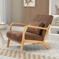 thumbnail image 1 of Mid Century Modern Accent Chair with Wood Frame and Waist Cushion, Fabric Upholstered Reading Armchair for Living Room and Bedroom, 250lbs Capacity, 1 of 12