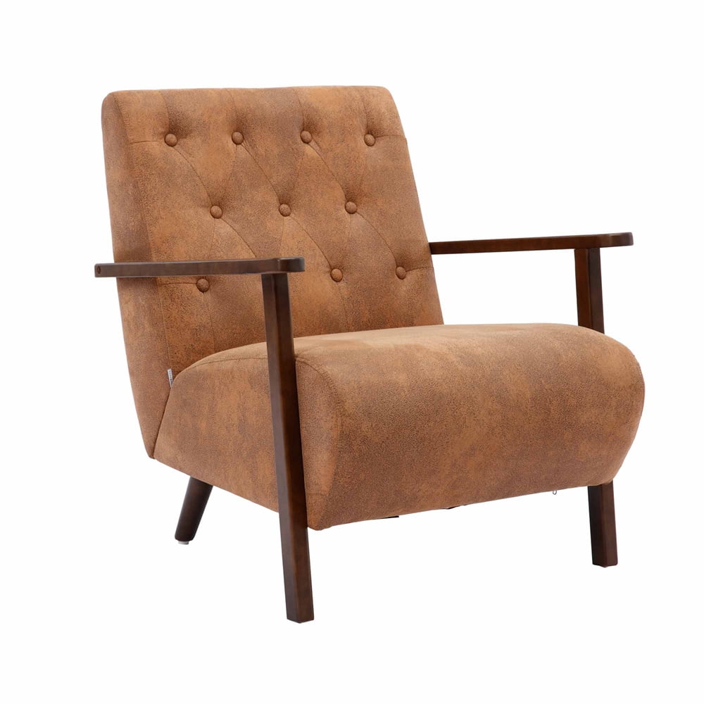 MidCentury Modern Accent Chairs, Thick Upholstered Microsuede Armchair
