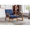 thumbnail image 1 of Mid-Century Modern Accent Lounge Chair, Linen Office Reception Chair Wooden Arm Chair, Vintage Tufted Tan Chair Upholstered Retro Sofa Side Sitting Chair for Living Room/Bedroom (Linen-Navy), 1 of 9