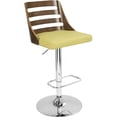 thumbnail image 1 of Mid-Century Modern Adjustable Swivel Bar Stool, Walnut Frame with Green Fabric Upholstery, Counter Height to Bar Height Stool for Kitchen Island, Dining & Home Decor, 1 of 5