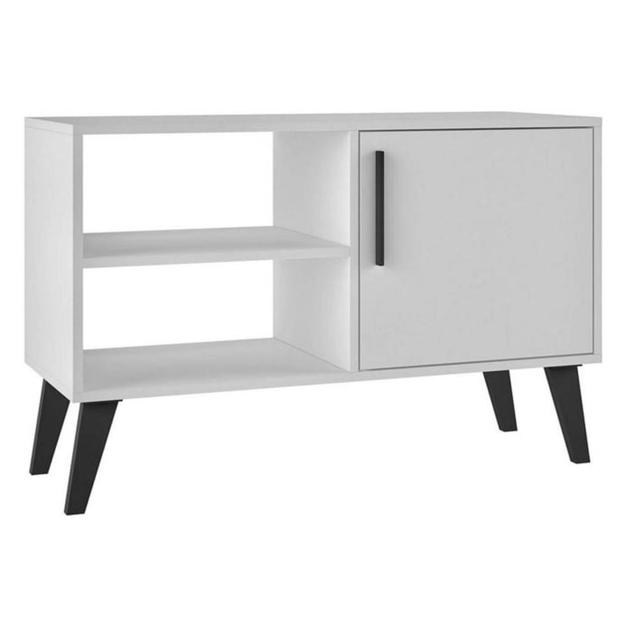Amsterdam White Mid-Century Modern TV Stand with Cabinet