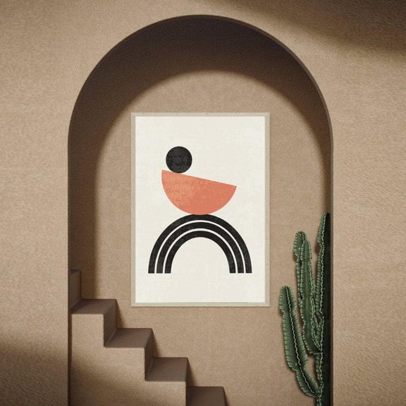 Mid Century Modern Arches Print, Semicircle Abstract Boho Wall Art